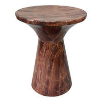 21 Inch Round Side Accent Table, Aluminum Sheet, Enamel Coating, Dark Brown - UPT-276798