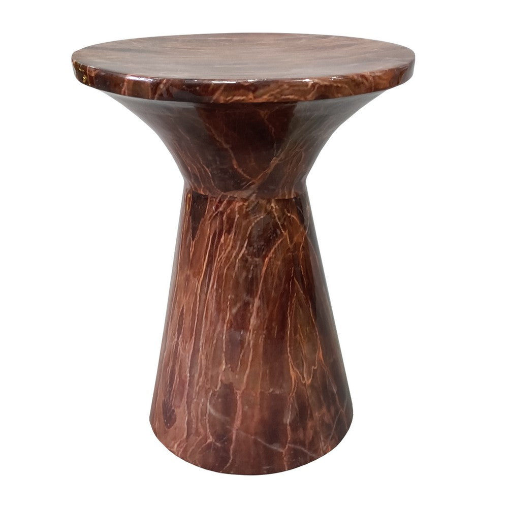 21 Inch Round Side Accent Table, Aluminum Sheet, Enamel Coating, Dark Brown - UPT-276798