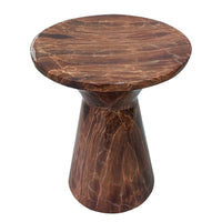 21 Inch Round Side Accent Table, Aluminum Sheet, Enamel Coating, Dark Brown - UPT-276798