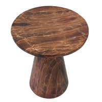 21 Inch Round Side Accent Table, Aluminum Sheet, Enamel Coating, Dark Brown - UPT-276798