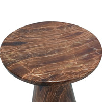 21 Inch Round Side Accent Table, Aluminum Sheet, Enamel Coating, Dark Brown - UPT-276798