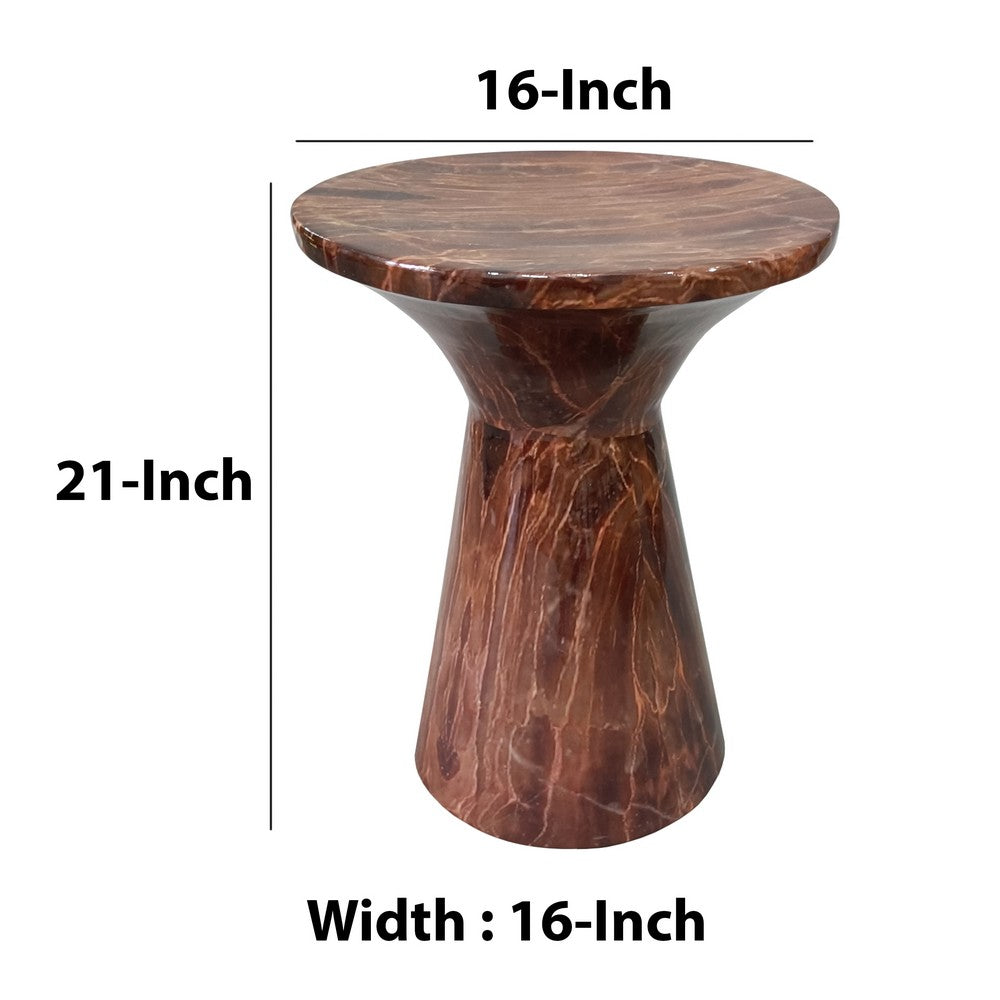 21 Inch Round Side Accent Table, Aluminum Sheet, Enamel Coating, Dark Brown - UPT-276798