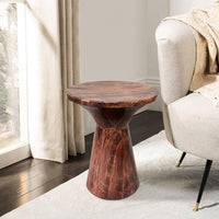 21 Inch Round Side Accent Table, Aluminum Sheet, Enamel Coating, Dark Brown - UPT-276798