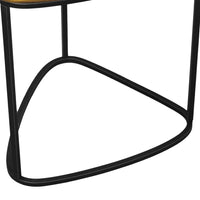 19 Inch Aluminum Side End Table, Iron Frame, Guitar Pick Shaped Top, Antique Brass, Black - UPT-276801