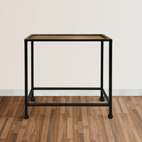 Aurelia 20 Inch Artisanal Side End Table, Hammered Tray Top, Antique Bronze, Industrial Black Iron Frame -  UPT-286691