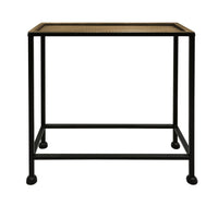 Aurelia 20 Inch Artisanal Side End Table, Hammered Tray Top, Antique Bronze, Industrial Black Iron Frame -  UPT-286691