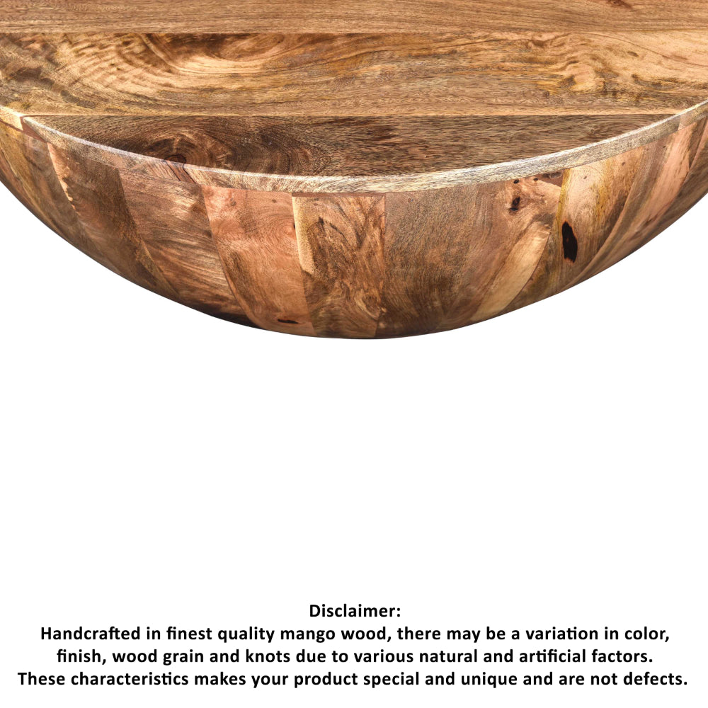 Arthur 36 Inch Farmhouse Style Handcrafted Mango Wood Coffee Table, Round Drum Shape, Sandblasted Black - UPT-293098