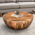 Mango Wood Coffee Table In Round Shape, Dark Brown - UPT-32180