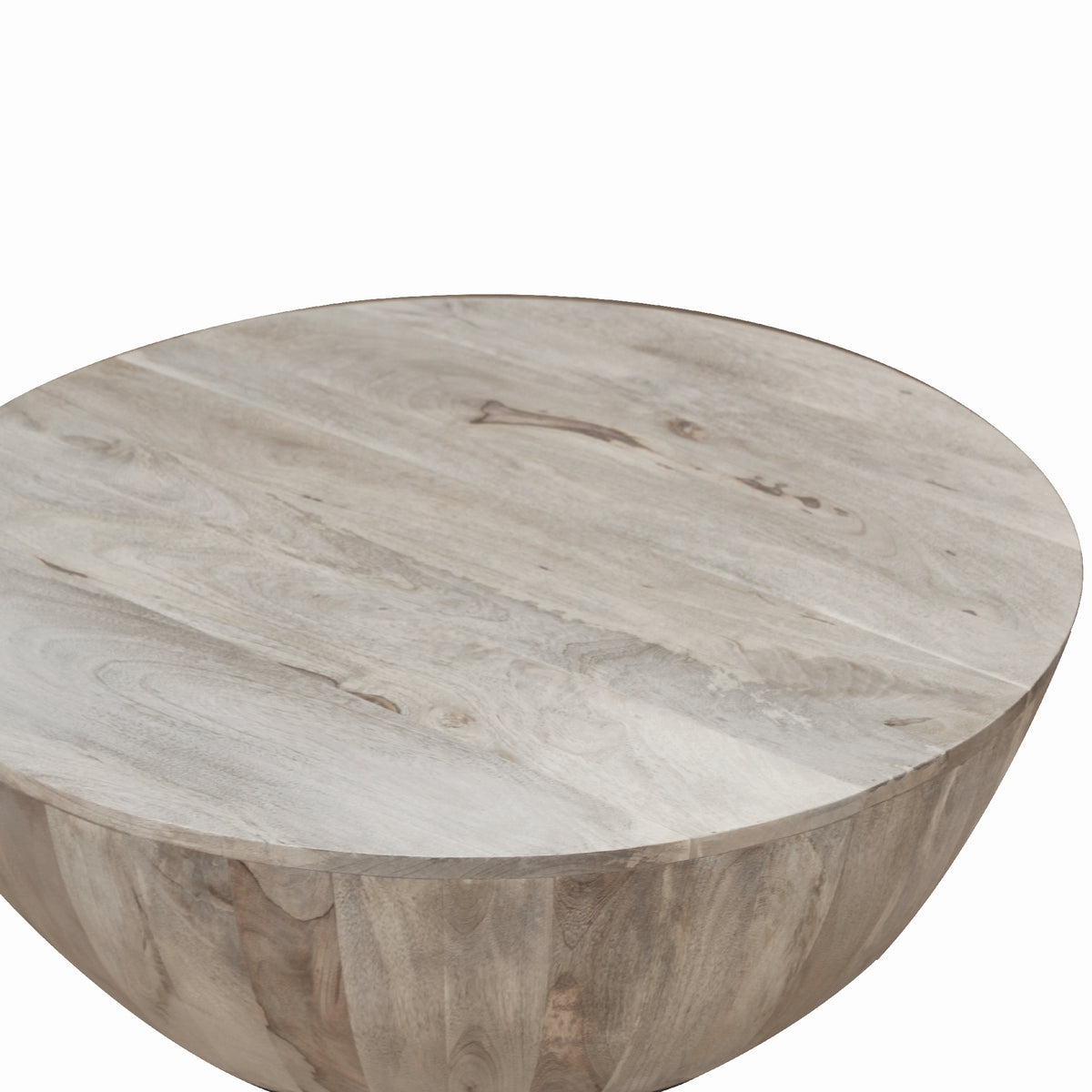 Arthur 12 Inch Round Mango Wood Coffee Table, Subtle Grains, Distressed White - UPT-32181