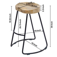 Wooden Saddle Seat Barstool with Metal Legs, Large, Brown and Black - UPT-37900
