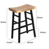 Wooden Saddle Seat 30 Inch Barstool With Ladder Base, Brown and Black - UPT‐636042216