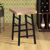 Wooden Saddle Seat 30 Inch Barstool With Ladder Base, Brown and Black - UPT‐636042216