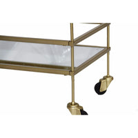 Modern Style Tubular Iron Bar Cart with 2 Mirrored Shelves, Gold - UPT-71700