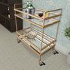Modern Style Tubular Iron Bar Cart with 2 Mirrored Shelves, Gold - UPT-71700