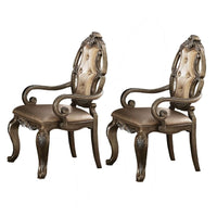 26 Inch Dining Chair, Faux Leather, Set of 2, Champagne Gold Set of Two - BM191300