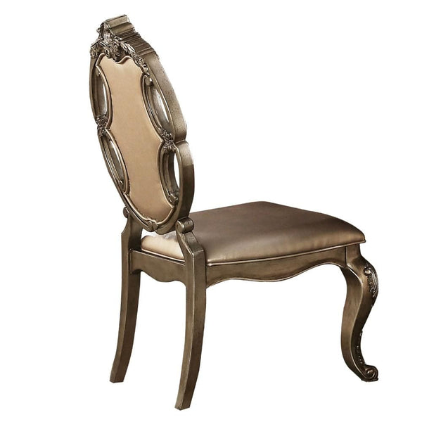 26 Inch Dining Chair, Faux Leather, Set of 2, Champagne Gold Set of Two - BM191300