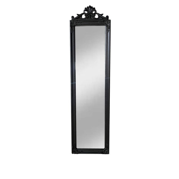 Gisela Full Length Standing Mirror with Decorative Design, Black - BM168247