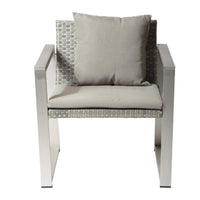Exquisitly Aluminum Upholstered Cushioned Chair with Rattan, Gray/Taupe - BM172109