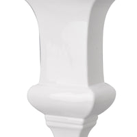Ceramic Decorative Urn With Rectangular Opening, Large, White & Silver - BM180908