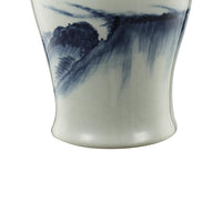 Ceramic Windswept Ginger Jar In White And Blue - BM180954