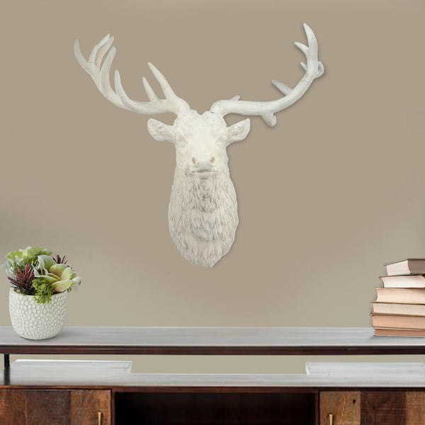 Magnesia Deer Head Wall Accent, White - BM180980