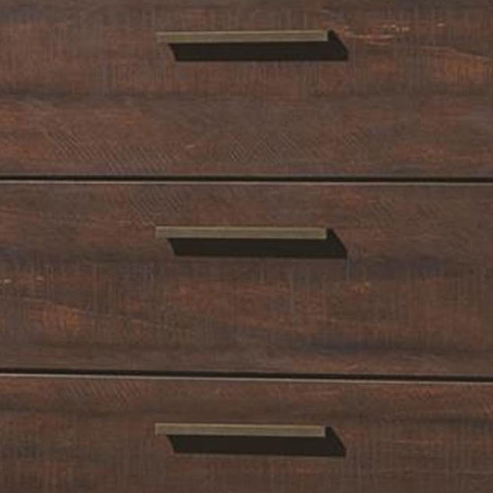 Wooden Chest with Five Drawers and Block Legs Support, Dark Brown - BM185323