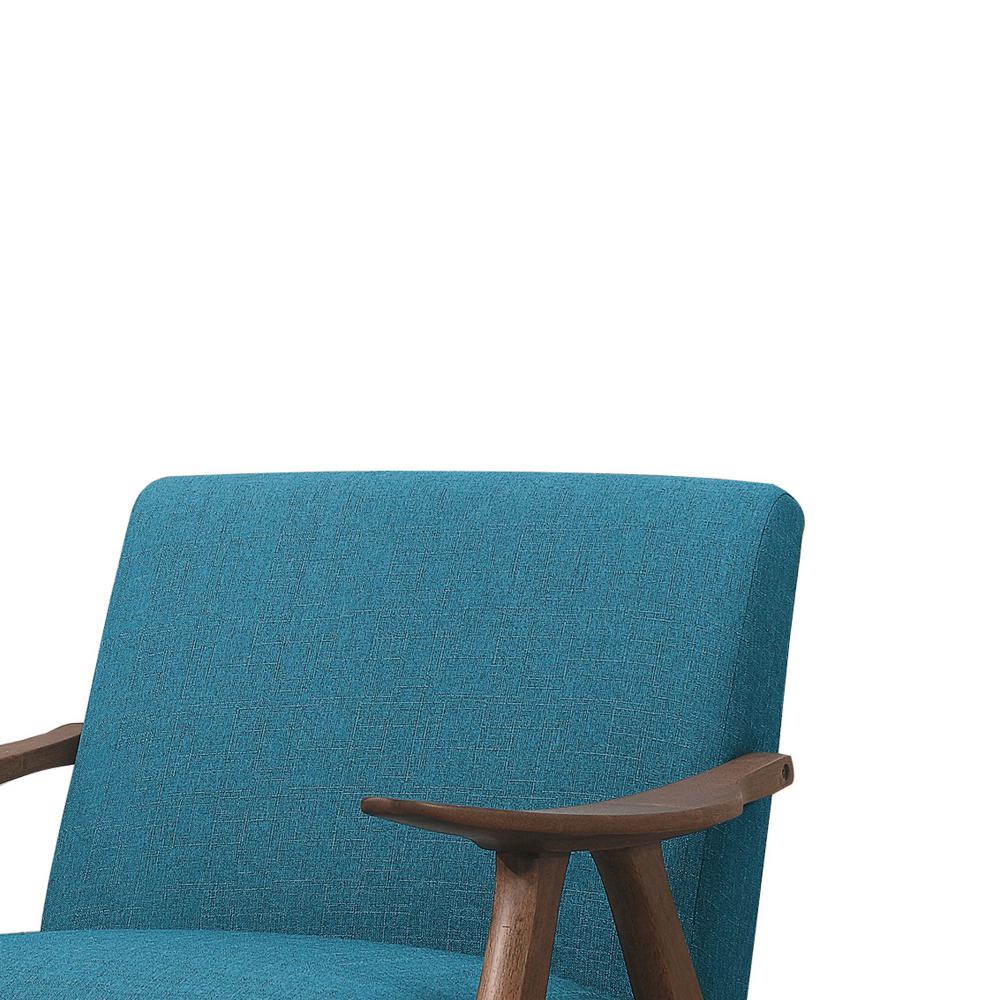 Fabric Upholstered Accent Chair with Curved Armrests, Blue - BM219773