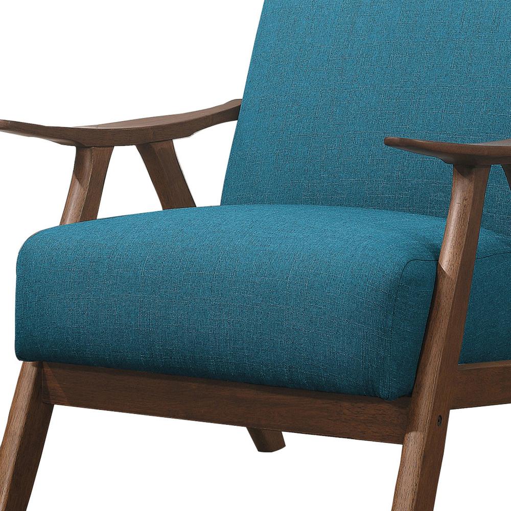 Fabric Upholstered Accent Chair with Curved Armrests, Blue - BM219773