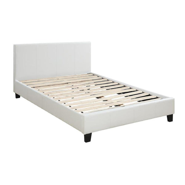 Transitional Style Leatherette Queen Bed with Padded Headboard, White - BM232046