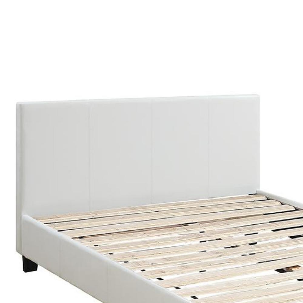 Transitional Style Leatherette Queen Bed with Padded Headboard, White - BM232046