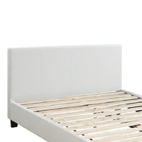 Transitional Style Leatherette Queen Bed with Padded Headboard, White - BM232046
