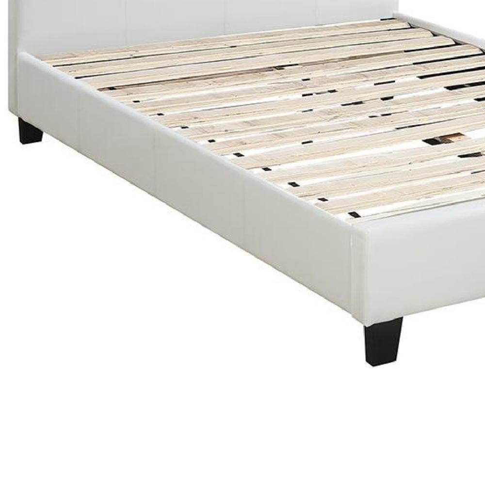 Transitional Style Leatherette Queen Bed with Padded Headboard, White - BM232046