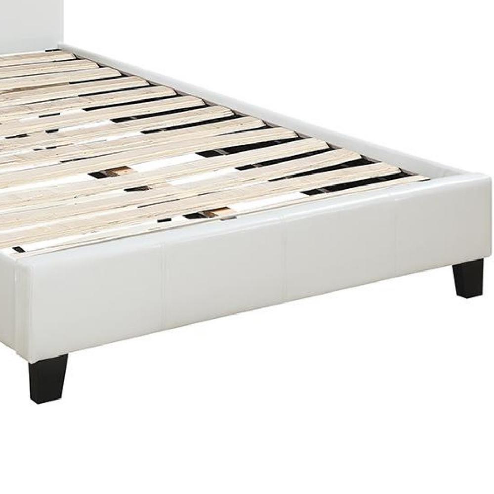 Transitional Style Leatherette Queen Bed with Padded Headboard, White - BM232046