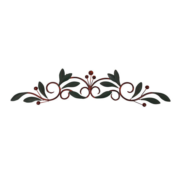 32 Inch Olive Branch Metal Wall Decor, Green And Brown - BM41799