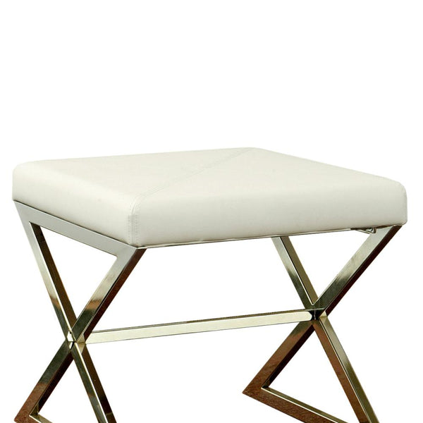 Contemporary Upholstered Stool Metal Base, White - BM69636