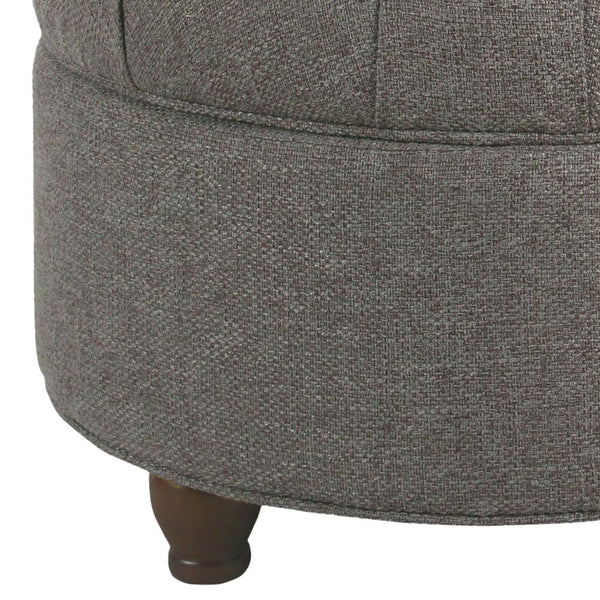 BM194139 - Fabric Upholstered Wooden Ottoman with Tufted Lift Off Lid Storage, Dark Gray