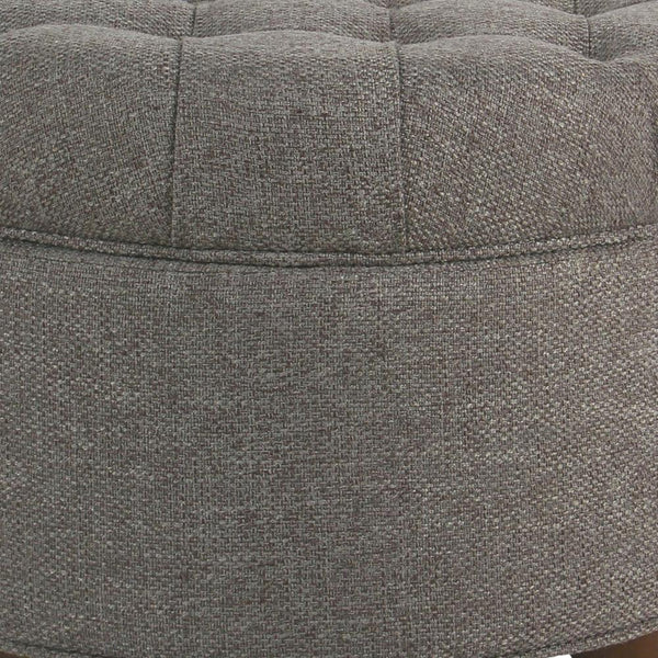 BM194139 - Fabric Upholstered Wooden Ottoman with Tufted Lift Off Lid Storage, Dark Gray
