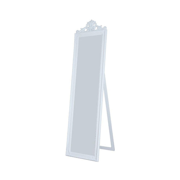 Gisela Full Length Standing Mirror with Decorative Design, White - BM168251