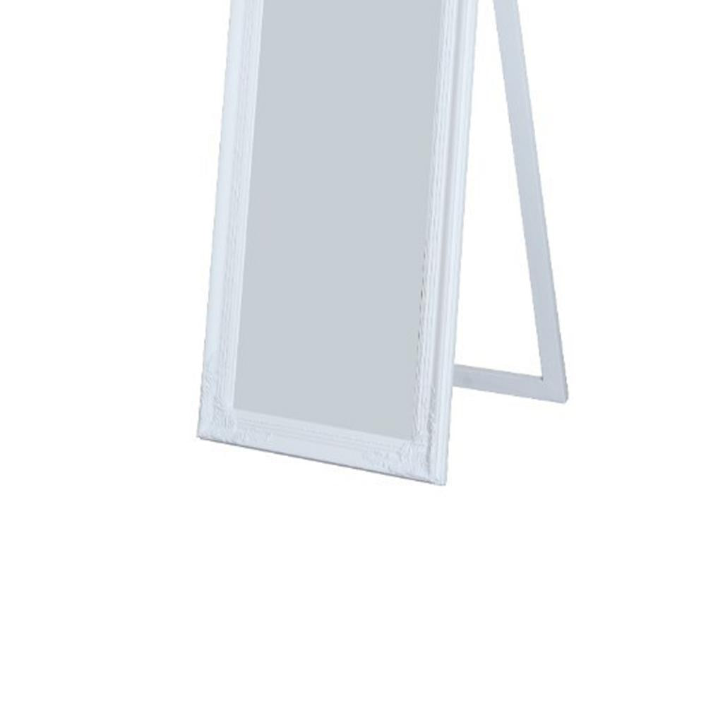 Gisela Full Length Standing Mirror with Decorative Design, White - BM168251