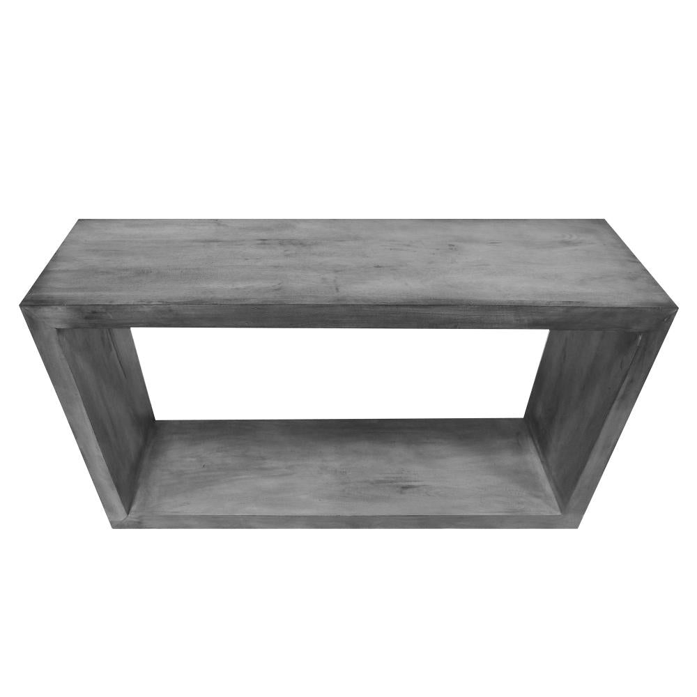 Keli 52 Inch Cube Shape Wooden Console Table with Open Bottom Shelf, Charcoal Gray- UPT-230675