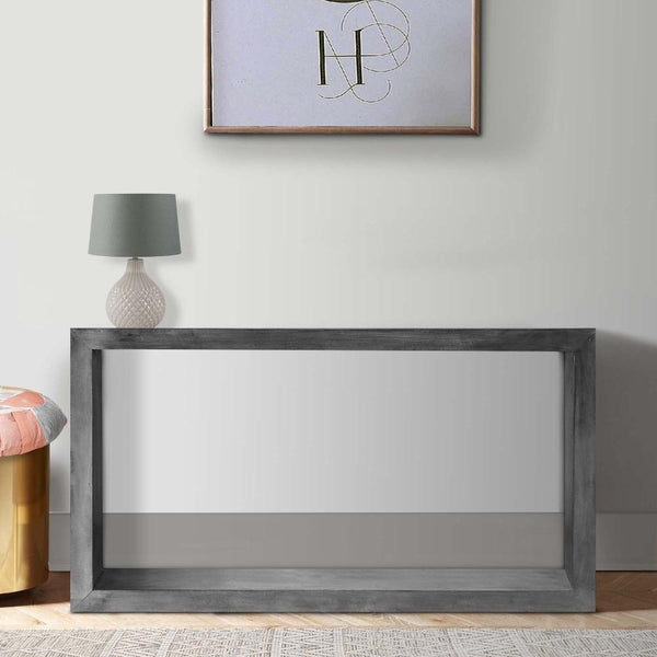 Keli 52 Inch Cube Shape Wooden Console Table with Open Bottom Shelf, Charcoal Gray- UPT-230675