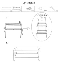 47 Inch Rectangular Industrial Coffee Table with Sled Design Metal Legs, Washed White - UPT-242823