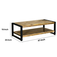 47 Inch Rectangular Industrial Coffee Table with Sled Design Metal Legs, Washed White - UPT-242823