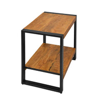 24 Inch Wooden Farmhouse Side Table with Open Compartment, Brown and Black - UPT-242950