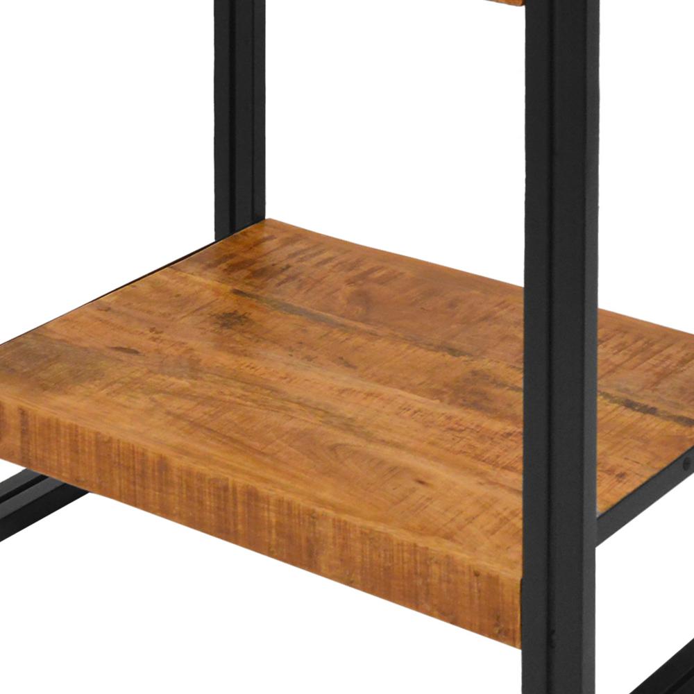 24 Inch Wooden Farmhouse Side Table with Open Compartment, Brown and Black - UPT-242950