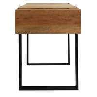 24 Inch Wooden End Table with Single Drawer and Metal Frame, Brown and Black - UPT-247104