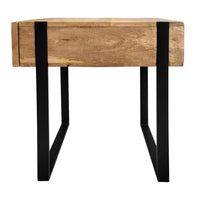 24 Inch Wooden End Table with Single Drawer and Metal Frame, Brown and Black - UPT-247104