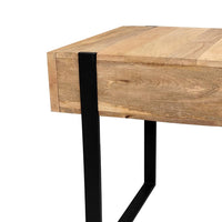 24 Inch Wooden End Table with Single Drawer and Metal Frame, Brown and Black - UPT-247104