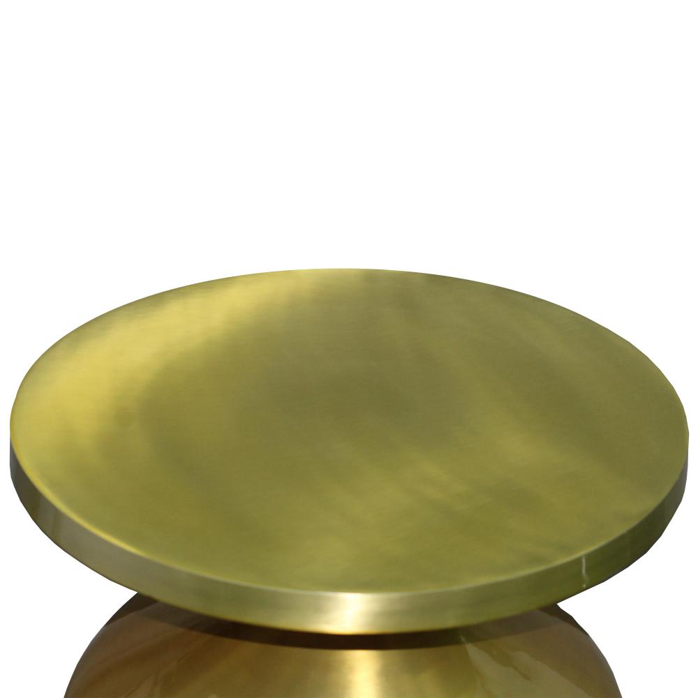 Rumi 24 Inch Metal Frame End Table with Round Top and Bottle Shape Base, Gold - UPT-247181