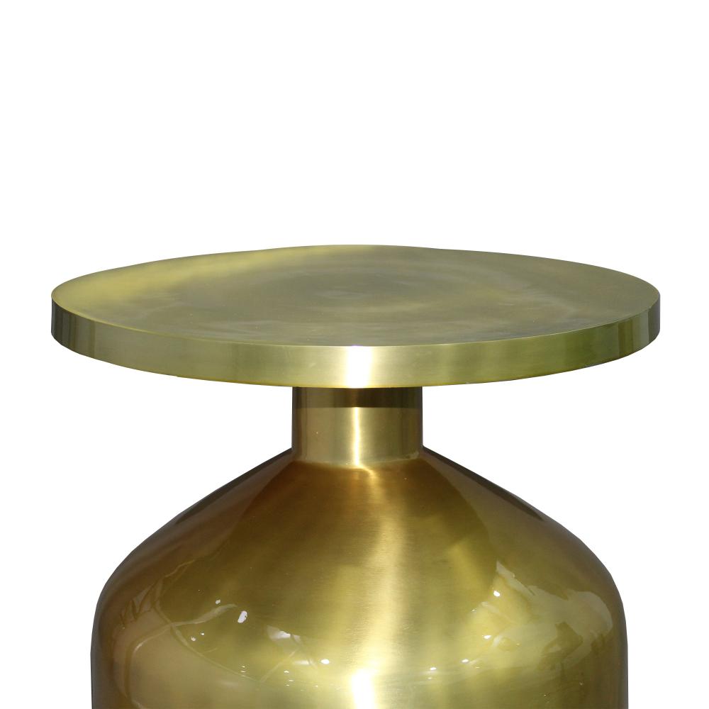 Rumi 24 Inch Metal Frame End Table with Round Top and Bottle Shape Base, Gold - UPT-247181